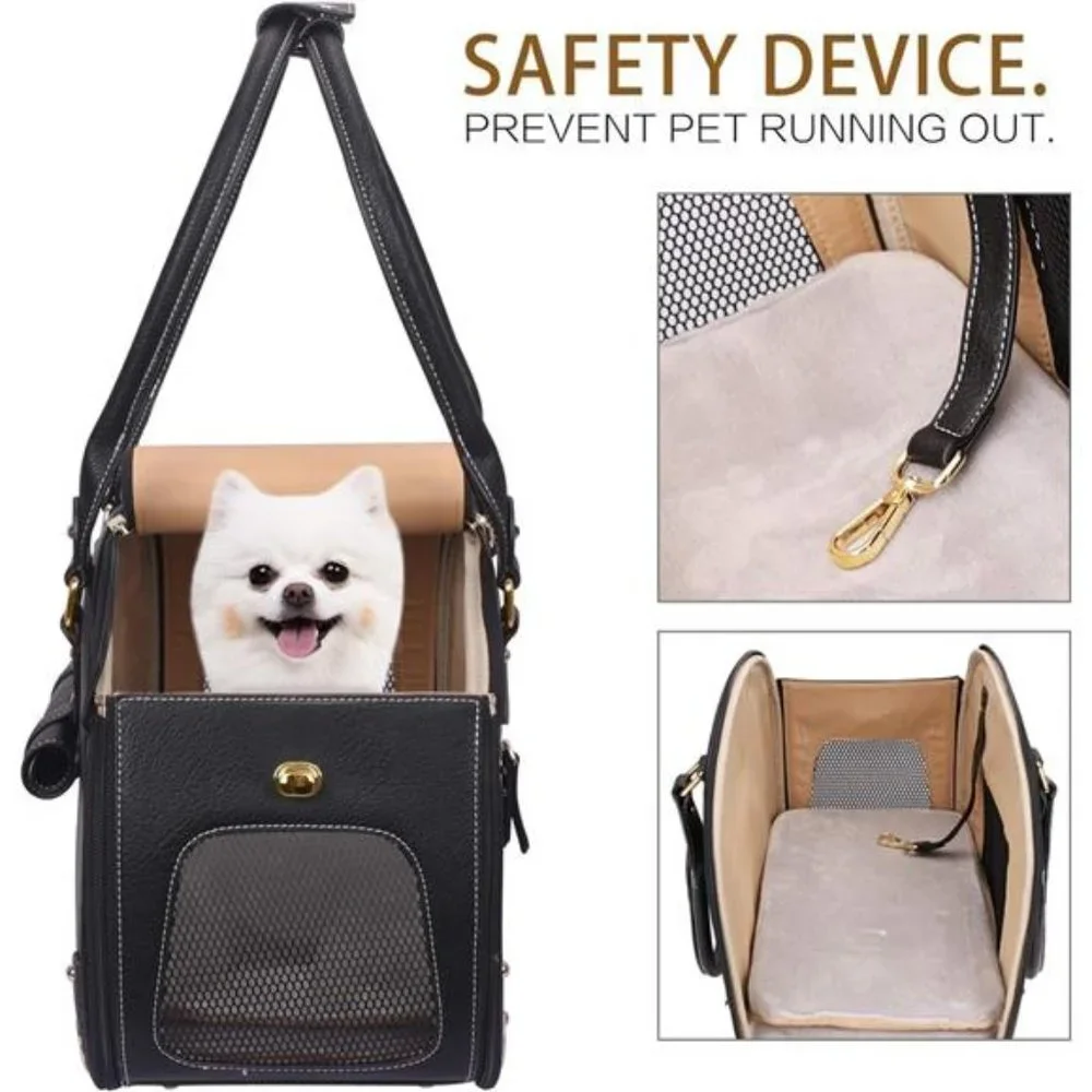 Pet Carrier Foldable Waterproof PU Leather Pet Travel Portable Bag